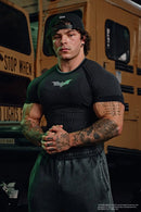 Men's Batman Print Compression T-Shirt, Seamless Honeycomb Breathable Quick Dry Short Sleeve, High Elastic Fitness Gym Top, Runn