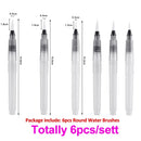 3/6Peices Refillable Paint Brush Water Color Brush Soft Watercolor Brush Ink Pen for Painting Calligraph Drawing Art Supplies