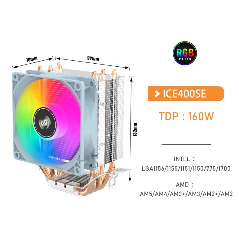 Aigo Air CPU Cooler Cooling Fan Quiet Ventilador 4 Heat Pipes Radiator Intel LGA 1150 1151 1155 1700 775 1200 AMD AM3 AM4 AM5