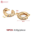 18K Gold Color Brass and Zircon Round Pendants Connector Charms Snap Clip Clasps Diy Jewelry Making Supplies Diy Accessories
