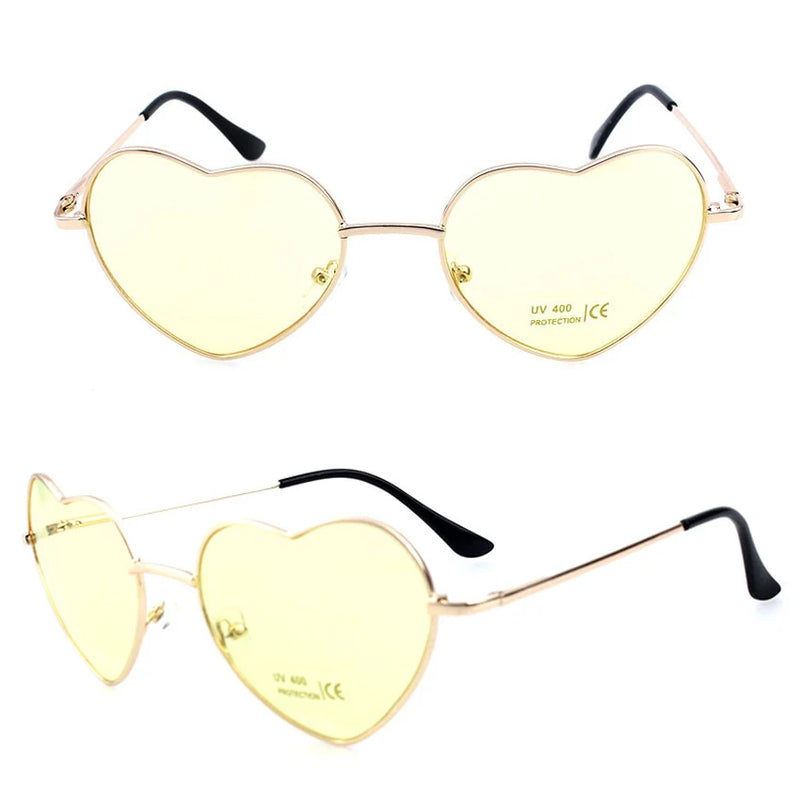 FOENIXSONG Women's Sunglasses Cute Heart Frame UV400 Vintage Mirror Glasses for Women Gafas очки Oculos Lentes