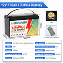 12V 100Ah Lifepo4 Lithium Battery 100A BMS for RV Solar Marine Trolling Motor Backup Power Group 31 Deep Cycle Lithium Batteries