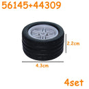 MOC Technical Tire Wheel Cross Hole Set Motorcycle Tyre & Rim Car Truck Wheels Hub Bricks Construction Building Blocks