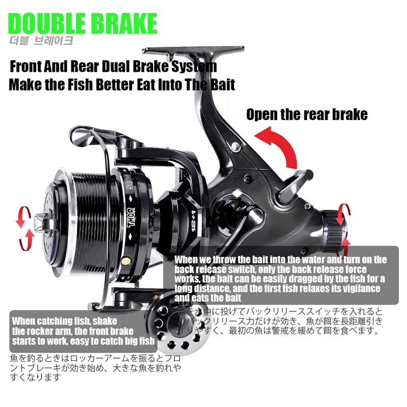 New Carp Fishing Reel Spinning Reels Max Double Drag 27kg 12+1BB Carretilha De Pesca Accesorios Mar Peche En Mer Salt/Freshwater