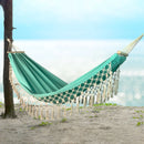 Hammock Soft Comfortable Fabric Canvas Hammock Outdoor Portable Boho Fringe Hammock for Garden Patio Yard Travel Max 200kg
