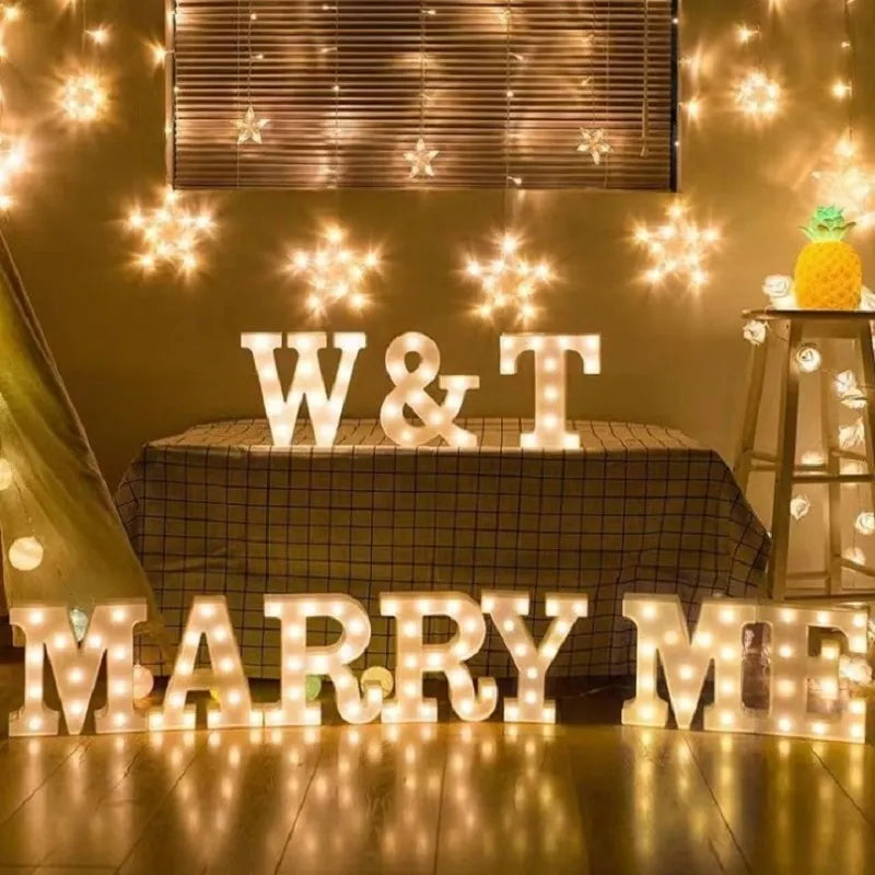 Luxury Alphabet Letter LED Lights Luminous Number Lamp  Battery Night Light for Home Wedding Birthday Christmas Party Decoration