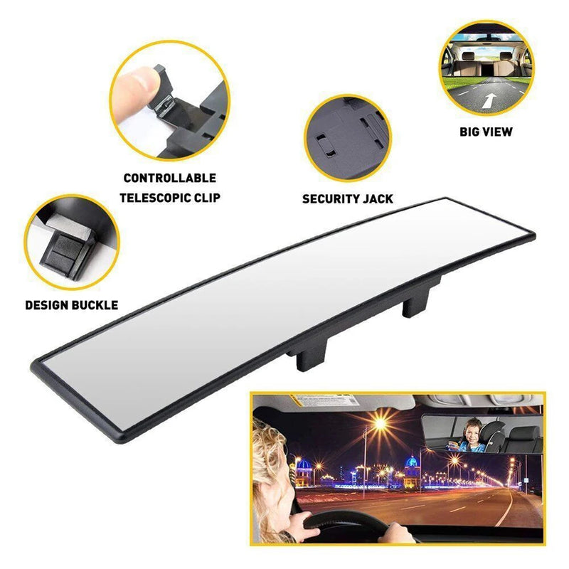 285mm Car Interior Rear Mirror Rubber Clip Anti Glare Interior Anti Glare Rearview Mirror Wide Convex Rear View Clear Mirror