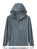 Men Summer Jacket UPF50+ UV Blocking Skin Coats Nylon/Spandex Breathable Quick Dry Light&Thin Sun Protection Hooded Windbreakers