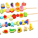 Holzspielzeug Baby DIY Spielzeug Cartoon Obst Tier Aufziehfädeln Holzperlen Spielzeug Monterssori Pädagogisch für Kinder