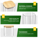 12Pcs Square Glass Food Storage Jar with Bamboo Lid 430ml/600ml Transparent Sealed Kitchen Can Container Stackable Tank Mold