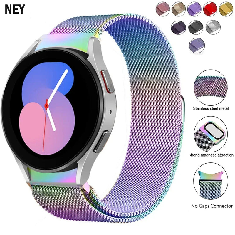 No Gaps Band For Samsung Galaxy Watch 6/4/5/5 pro 44mm 40mm 20mm Milanese Loop Bracelet Galaxy Watch 4-6 classic 43mm 47mm Band