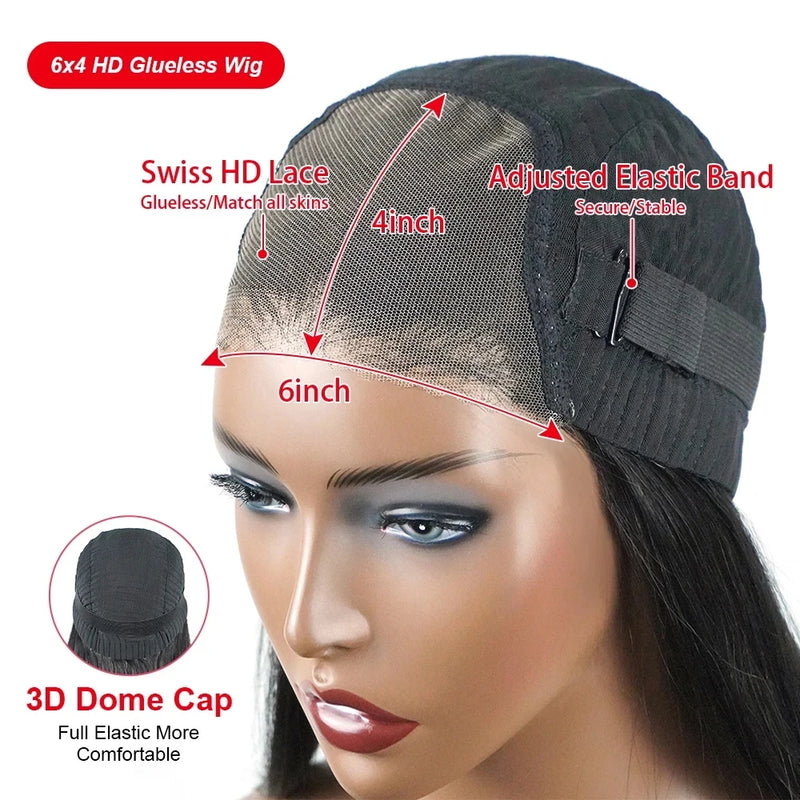 220% Brazilian Yaki Kinky Straight Human Hair Wigs Pre Cut Glueless Wig Human Hair Ready To Wear And Go Preplucked For Women