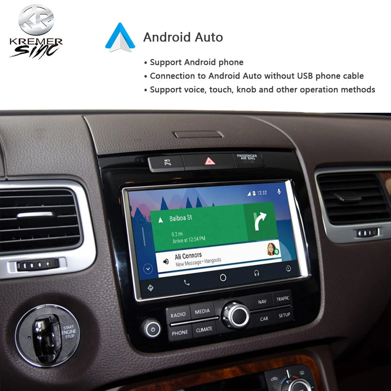 Wireless CarPlay AndroidAuto Smart Module for Volkswagen Touareg RNS850 2012-2018 Support Mirroring OEM Microphone