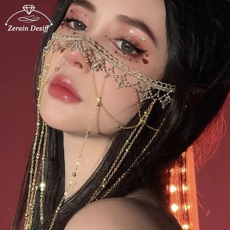 Curtain Fringe Headdress Mask Jewelry Super Fairy Accessories Western Region Lace Dancer Tiara