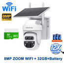 SHIWOJIA 12X Zoom 4G LTE Solar Security Camera 8MP Night Vision Dual-Lens Outdoor WiFi Solar Battery Camera PIR Human Detection