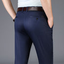 BROON 2023 Herren Neue Freizeit-Hosen Mittelhohe Taille Gerade Formelle Lange Hose Erwachsene Einfarbige Flache Design-Hose Business Herren