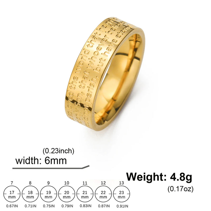 Jeshayuan Christmas Gift John 3:16 Ring For God So Love The World Bible Verse Ring Christian Jewelry Meaningful Gift