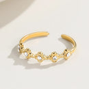 YACHAN Classic Minimalist Floral Zircon Rings For Women Fashion Stainless Steel High Quality Wedding Jewelry