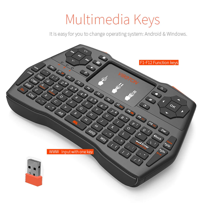 I8 Plus Mini 2.4G Wireless Keyboard Fly Air Mouse Touchpad for TV PS Englis