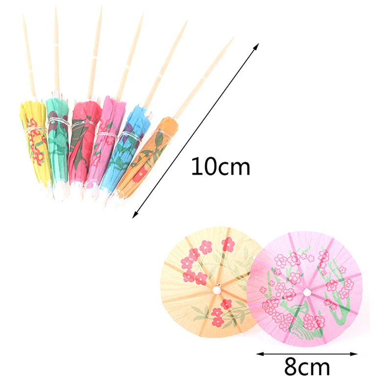 50pcs Umbrella Cocktail Decorative Garnishes Bamboo Stick Summer Tropical Luau Party Hawaiian Beach Theme Flamingo Party Decor