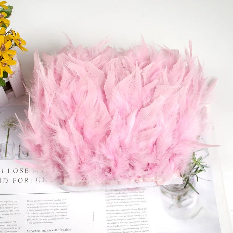 1 Meter Natural Turkey Feathers Trims 10-15cm for Sewing Ribbon Clothing Fringe Plumes Decoration DIY Crafts Wedding Party Dress