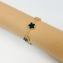 Adjustable Stainless Steel Bracelet Double Sided Bracelets Five Leaf Petals Flower Gold Plated Clover Women Fashion Jewelry