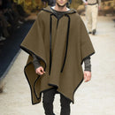 Autumn Trendy Men's Cape Coat Vintage Poncho Jacket Batwing Sleeve Irregular Design Men Hooded Trench Shawl Coat Cosplay Costume