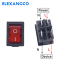 5 PCS/LOT 12Models KCD1 Series  21*15mm 3/4/6Pin Boat Car Rocker Switches 6A/250VAC 10A/125V AC With Red Green Lamp Switch