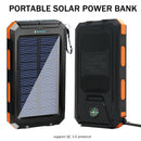 20000mAh Solar Ladegerät Wasserdichte Tragbare Solar Power Bank Zwei 5V USB-Anschlüsse 2 LED Taschenlampe Kompass für Outdoor Camping Wandern