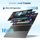 Teclast F17Plus Laptop, 17,3 Zoll, für Intel N150, 16 GB RAM 512 GB SSD, Windows 11 Pro, Notebook mit 180° Rotation, Mini-HDMI, beleuchtete Tastatur