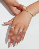 New Arrivals Gold Color Multi Layer Geometric Ring Set Pave Bling Cubic Zirconia For Women Girl's Fashion Wedding Finger Jewelry