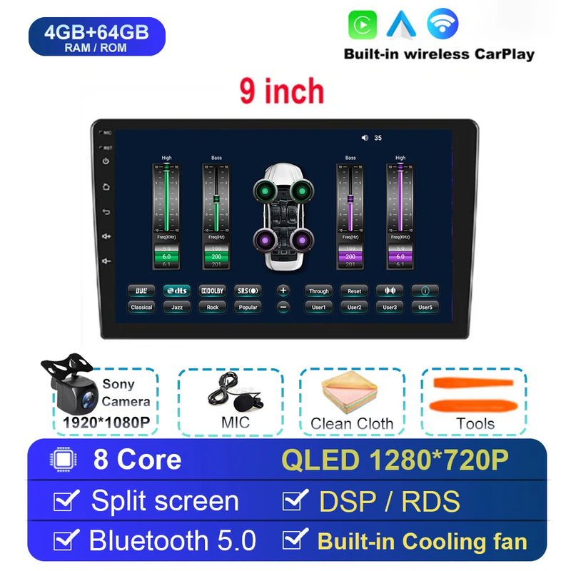 Android 14 For Univers Car Radio 2 Din Apple Carplay Automotive Multimedia Player GPS Android Auto IPS Screen RDS DSP Car Stereo
