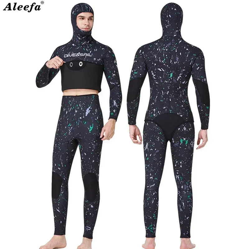 Premium Wetsuit 1.5mm 3mm Men CR Neoprene Open Cell  Spearfishing Diving Suit Camouflage Camo Hooded Free  Scuba Dive