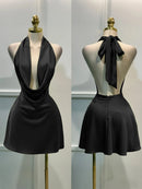 Solid Satin Women's Dress – Back Zipper Open Back Fitted, Vacation Party Evening Wear