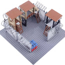 Military MOC Sentry Building Block Soldier Sandbag Fence Cannon Shell Barbed Wire Weapon Rack Training Field Watchtower Toy K018