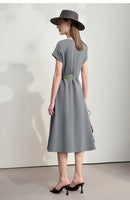 AMII Minimalist Summer Casual Dress for Women 2025 Solid Round Neck Sleeveless Dresses Lady Fashion Slim Straight Skirt 12512031