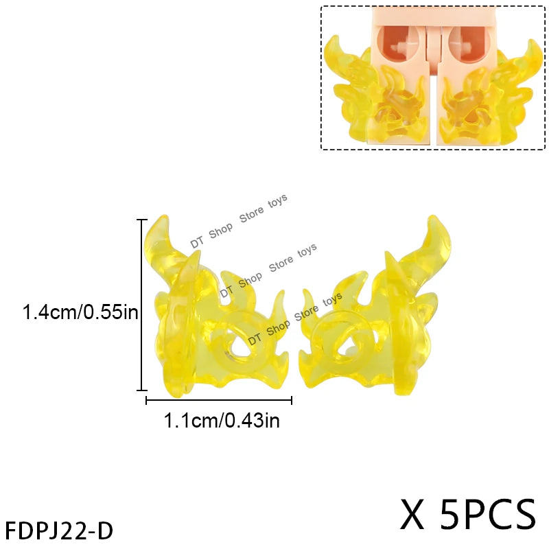 5PCS Cartoon Special Effects Pieces Arm Fist Wind Lightning Leg Flames Weapons Accessories Assemble Scene Bricks Kids for Toys