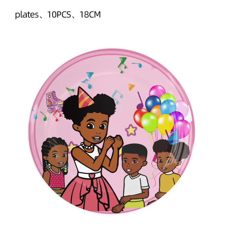Pink Black Girl Gracies Birthday Party Decorations Corner Party Favors Tablecloth Cups Plates Baby Shower supplies Free Shipping