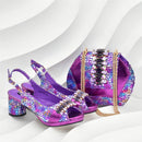 2025 Rhinestone Design INS Hot Sale New Arrivals African Shoes and Bag Set in Silver Color Open Toe Comfortable Women Heels