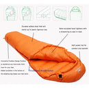 Extended Length 225cm Mummy Style White Goose Down Sleeping Bag With Longer Suitable For Very Tall People Height 200cm
