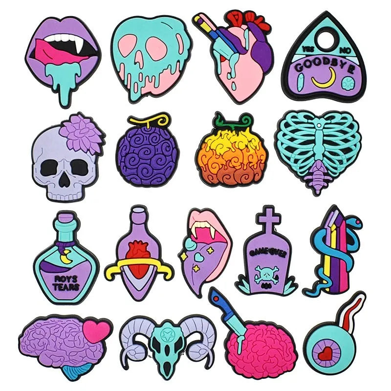 1pcs Halloween  Charms Purple  Accessories Magic Witch Body Organs Shoe Decorations Pins for Women Girls Gift