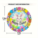 1 piece farmhouse style round wooden Easter bunny logo, 7.87 inch made wooden wreath with lilies and spring decoration, farmhous
