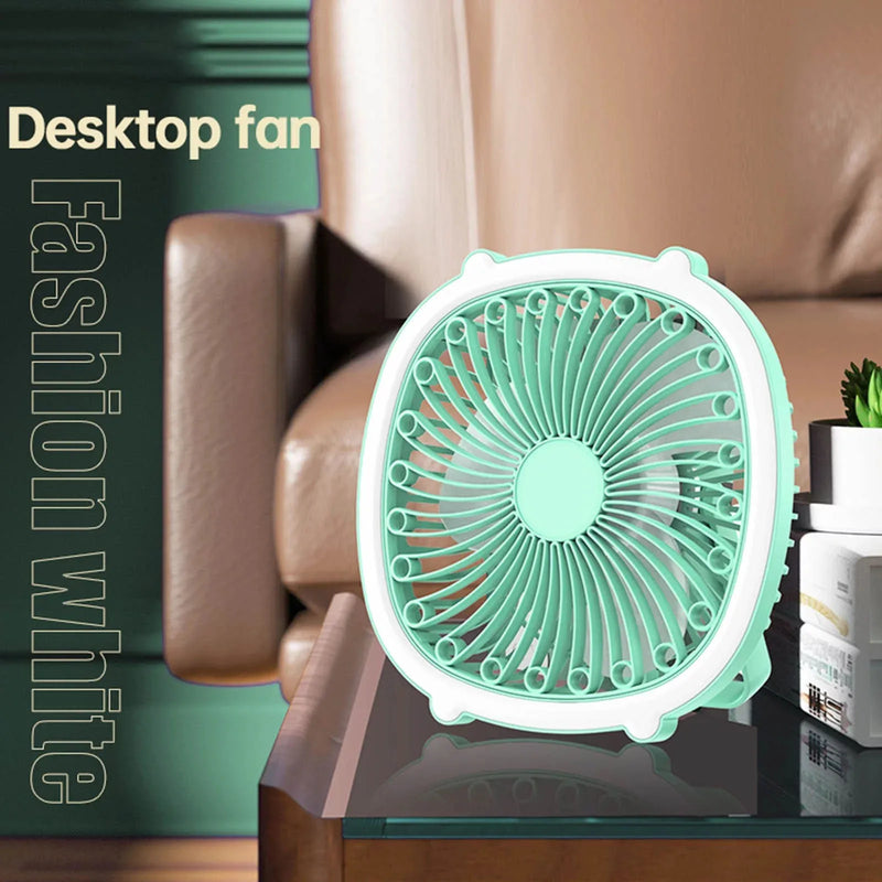 1pc Desktop And Household Circulating Electric Fan Silent Strong Wind And Convenient Lighting Small Fan For Bedrooms Living Room