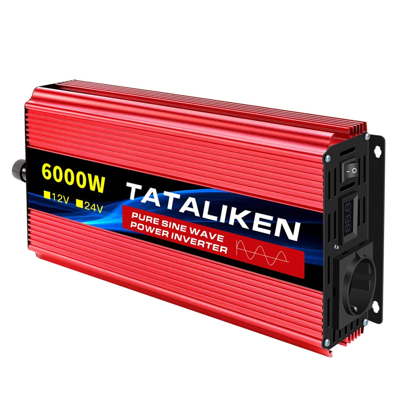1000W-10000W Inverter 12V/24V 220V Pure Sine Wave Converter Solar Inverters With LED EU Socket