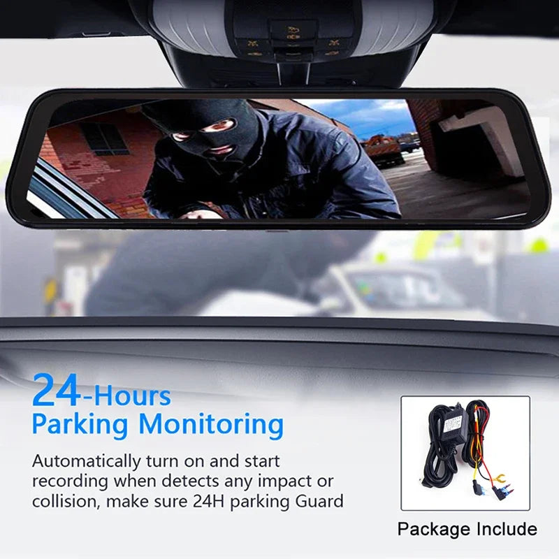 Bluavido 9.66" Car Rearview Mirror 4G Android GPS Dash Cam FHD 1080P Video Recorder Dual Camera DVR WiFi App Remote Monitoring