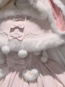 The Rabbitry | Two-Piece Furry Slip Dress and Hooded Cape Set
