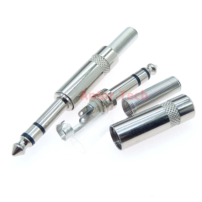 5PCS 6.3MM Mono/Stereo AUDIO jack plug male connector Welding line HeadPhone stereo 1/4" 6.35mm 6.3 6.35