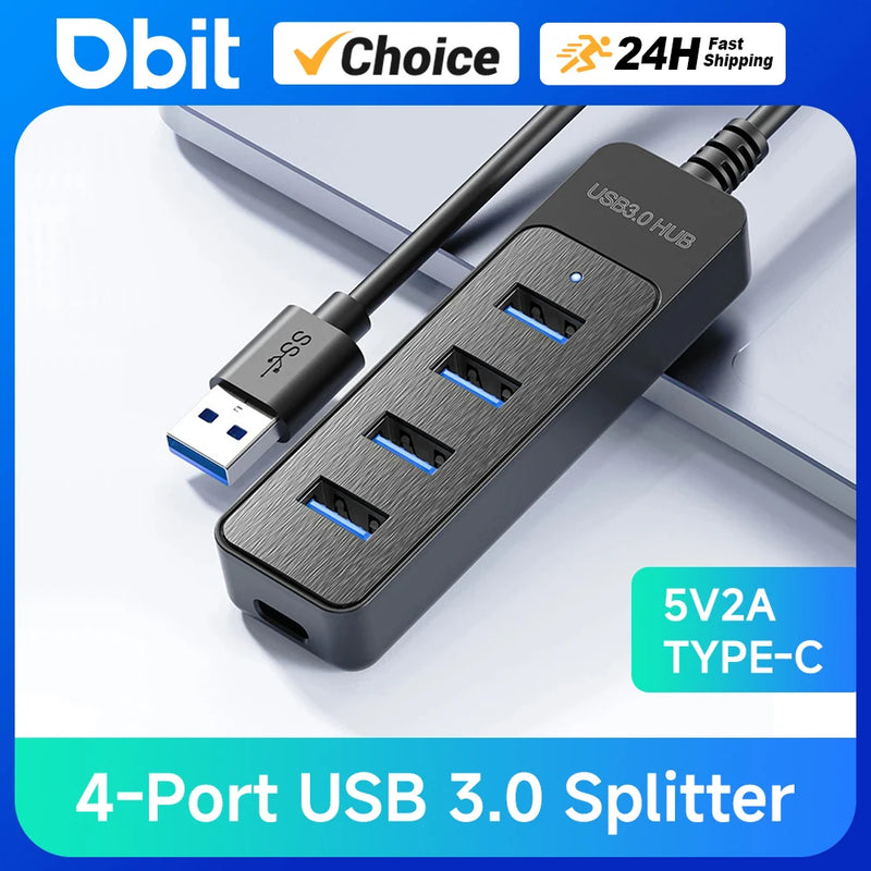 USB 3.0 Power Adapter 4 Port Multi USB Splitter Hub USB Hub 2.0 Type C HUB Multiple Expander High Speed For Computer Accessorie