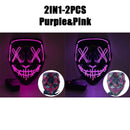 Halloween Horror-Masken LED Gesichtsleuchtmaske Gruselige Scream Leuchtmaske für Karneval Halloween Kostüme für Männer Leuchtet im Dunkeln