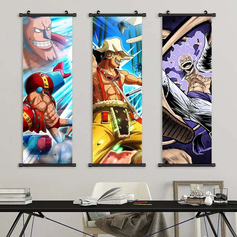 Japanese Anime Canvas Wall Art ONE PIECE Painting Hanging Scrolls Cartoon Modular Picture Poster for Home Decor